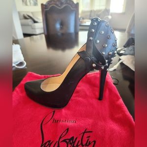 Christian Louboutin black spiked pumps.  39.5